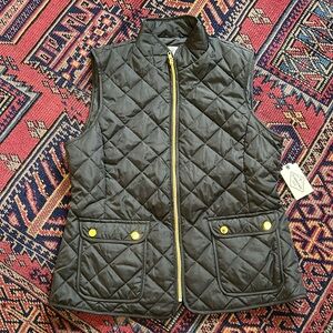 NWT Black diamond puffer quilted vest gold metal zip small